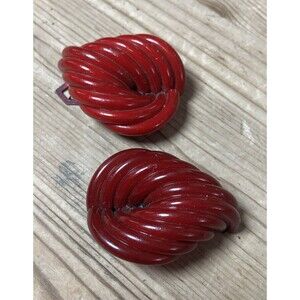 VTG Red Molded Plastic Acrylic Leaf Shoe Clips 1940s Art Deco Style Shoe Jewelry